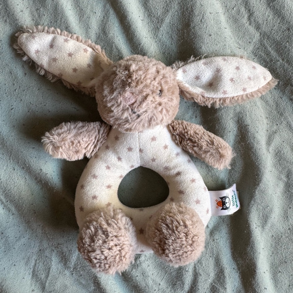 Jellycat Plush Bunny Rattle Toy - Cream and Brown